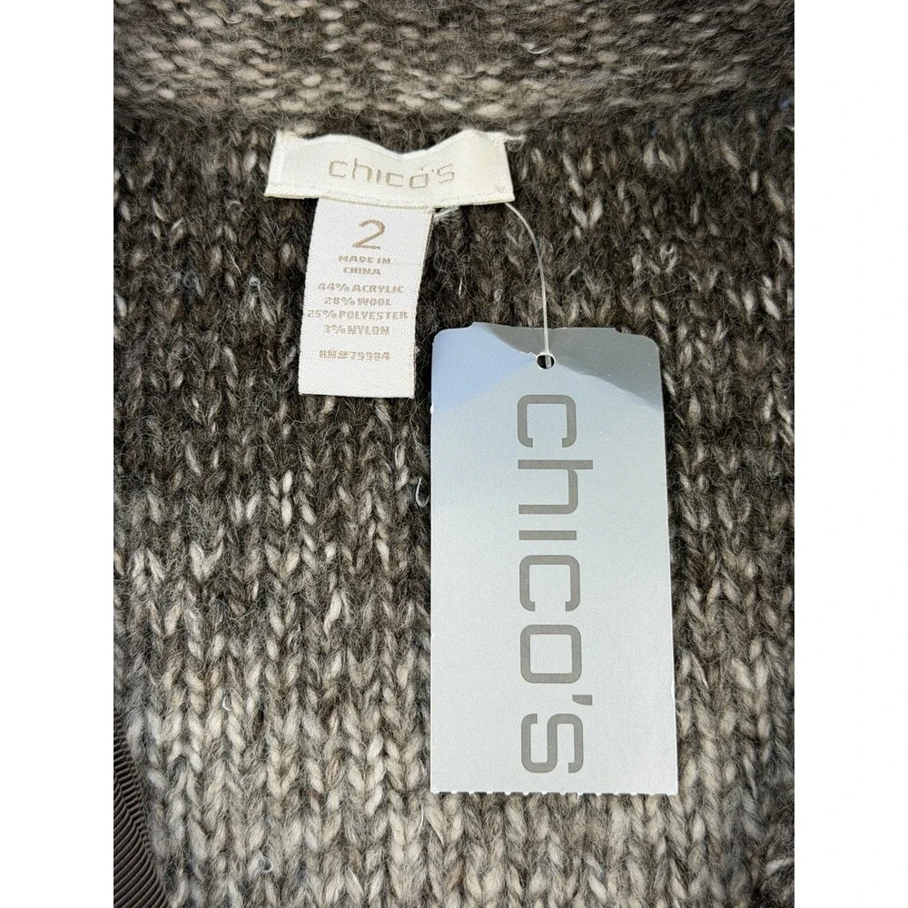 Chico's Wool Blend Ombre Rendezvous Zip Long Cardigan Sweater Womens Size 2 NWT
